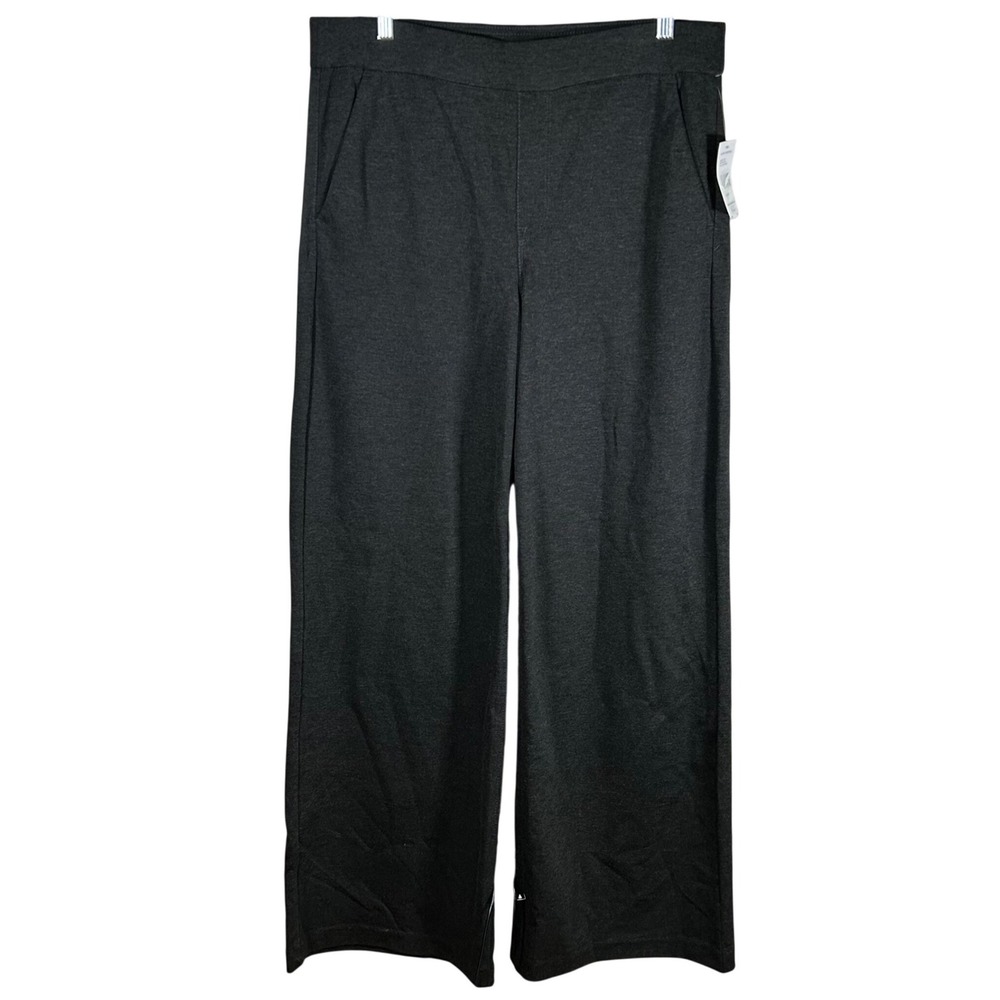 Gloria Vanderbilt Pants Heather Grey Pull On Trouser Wide Leg Slimming Size 12